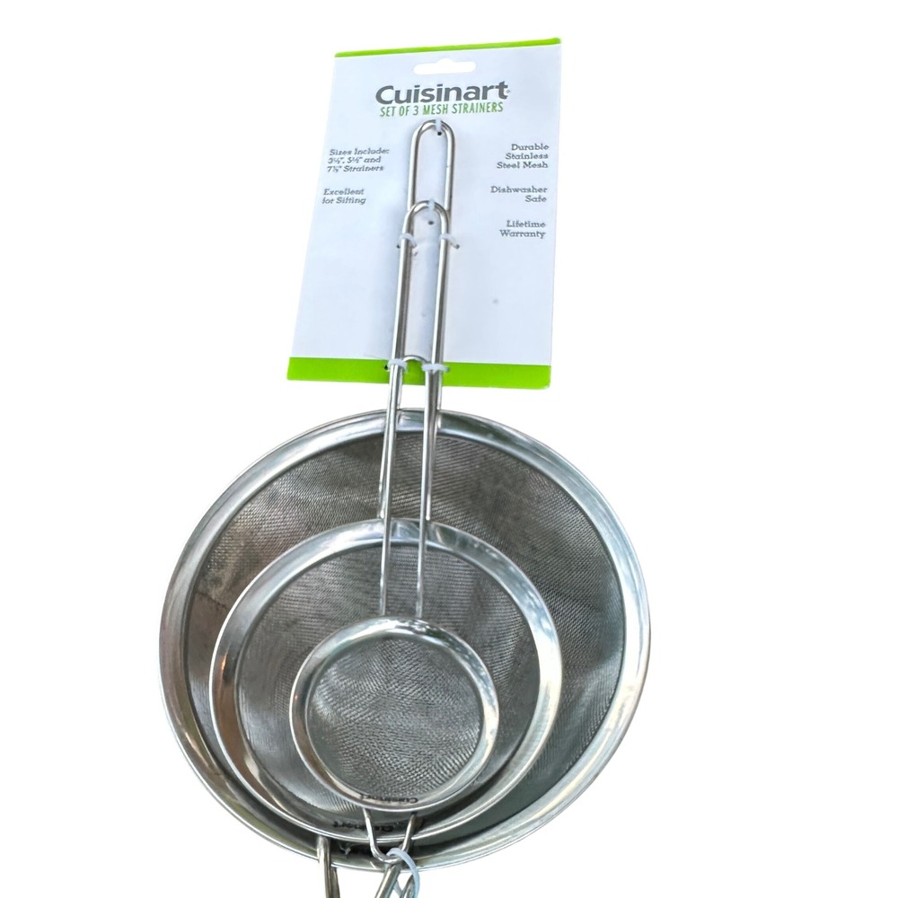 Cuisinart Mesh Strainer Set 3pc Silver Stainless‎ Steel CTG-00-3MS New
